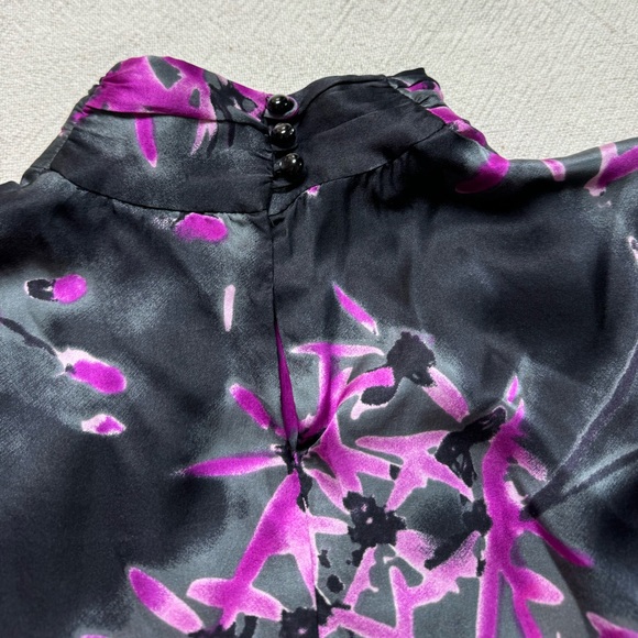 Milly Sherie Silk Black Dark Floral Mini Dress 8 - Picture 7 of 10